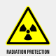 Trefoil symbol with subtitle "Radiation Protection"